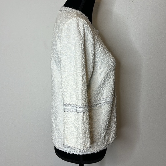 Laura Ashley size Medium Petite 3/4 sleeve zip up cardigan / blazer - Picture 5 of 12